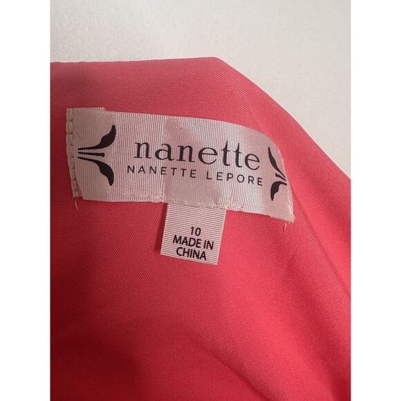 Nanette Lepore Dress Size 10 Asymmetrical Layered Ruffle Pink Flamingo Dream NWT - Picture 5 of 7